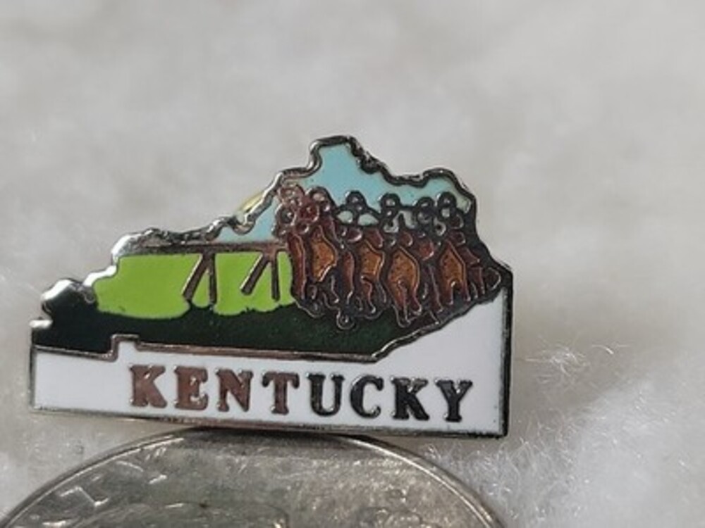 Kentucky Lapel Pin State Shaped Bluegrass Horses Kentucky Derby